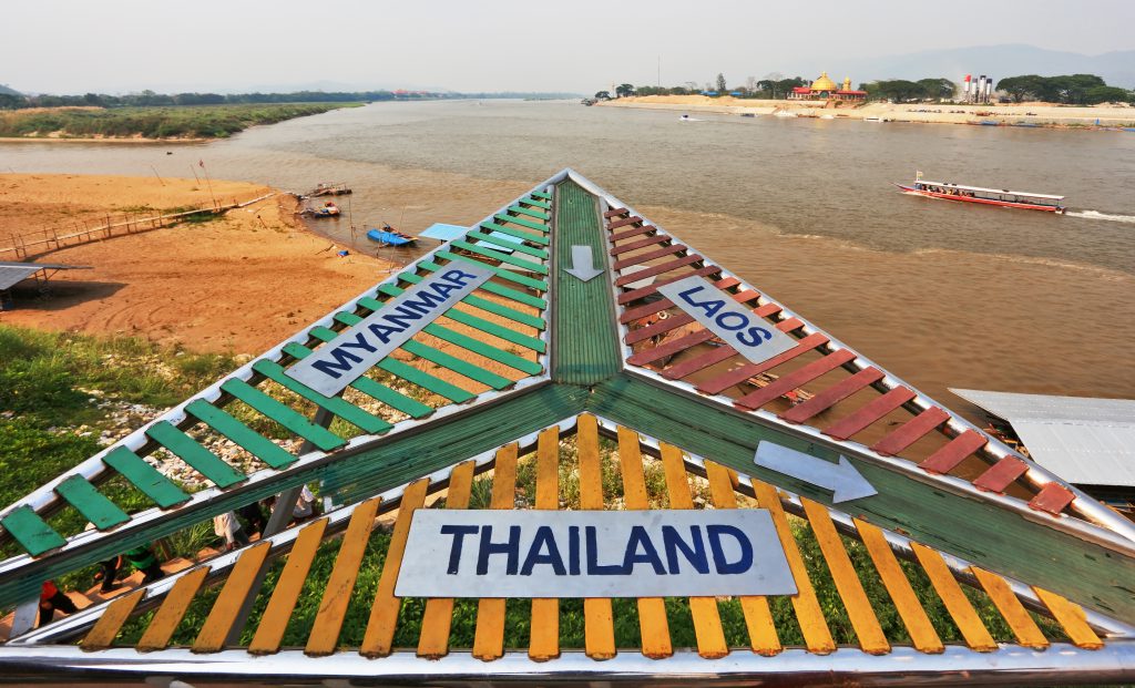 Goldenes Dreieck zwischen Thailand, Myanmar und Laos auf dem Mekong River
