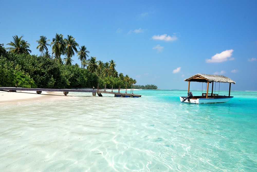 malediven strand wasser boot