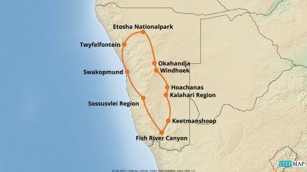 StepMap-Karte-Namibia-Komplett-Die-Highlights-und-der-Sueden