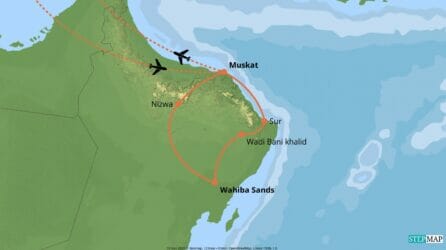 StepMap-Karte-Oman-Luxus-Kombi-Muscat-Glamping-in-Omans-goldenen-Duenen(1)