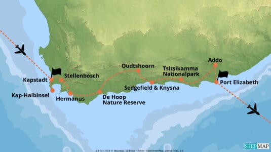 StepMap-Karte-Suedafrika-Highlights-Kapstadt-Garden-Route (1)